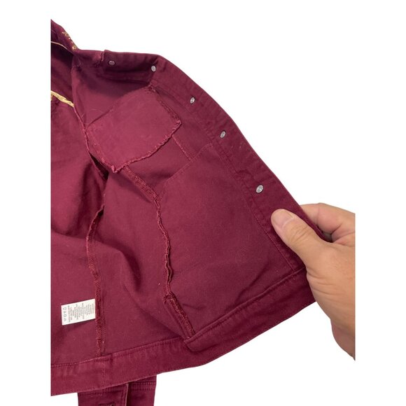 Denim Co. Womens Red Embroidered Gold Buttons Denim Jacket Size S SKU 9458 - Picture 15 of 16